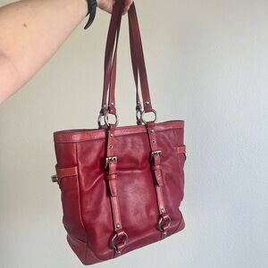 Coach Red Leather Legacy Tote Bag